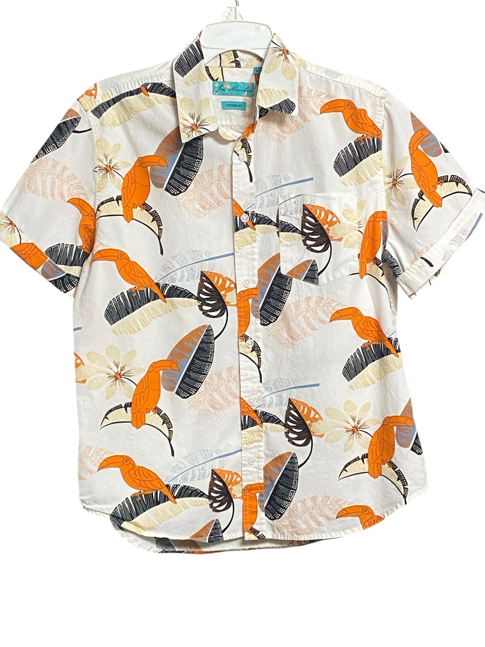 Joe Marlin Men’s Tapered Fit Vibrant Tropical Short Sleeve Shirt Size Medium